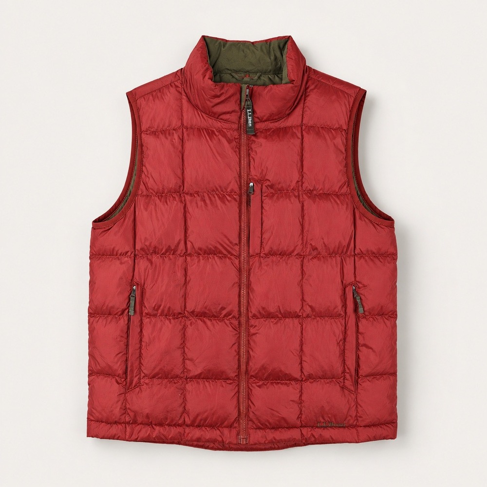 LL Bean Kids Red Goose Down Quilted Puffer Vest Size L 14-16 OHMN9